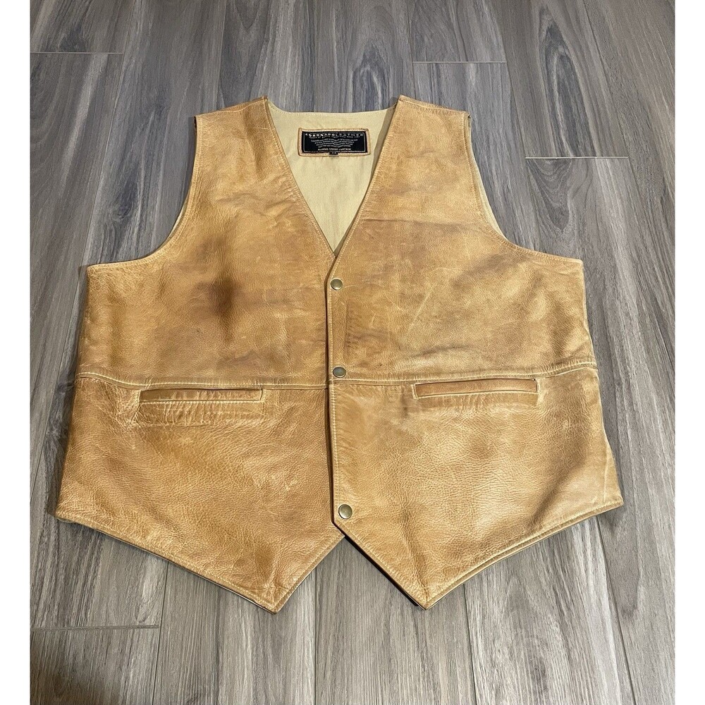 Coronado Leather Vest Mens 52 Brown/Tan Concealed Carry Holster Snap Button